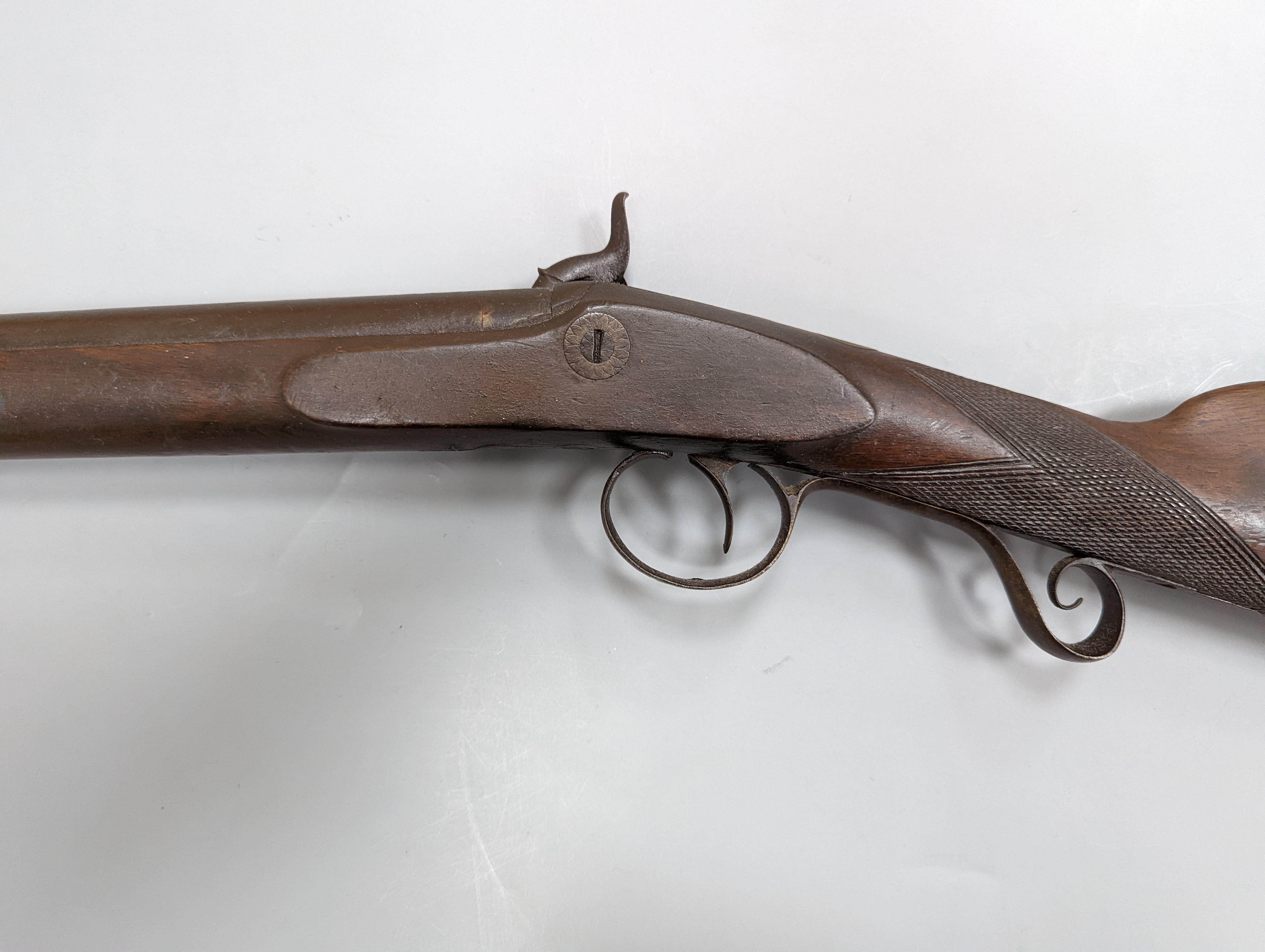 A late 19th/early 20th century percussion cap musket,115 cms long.